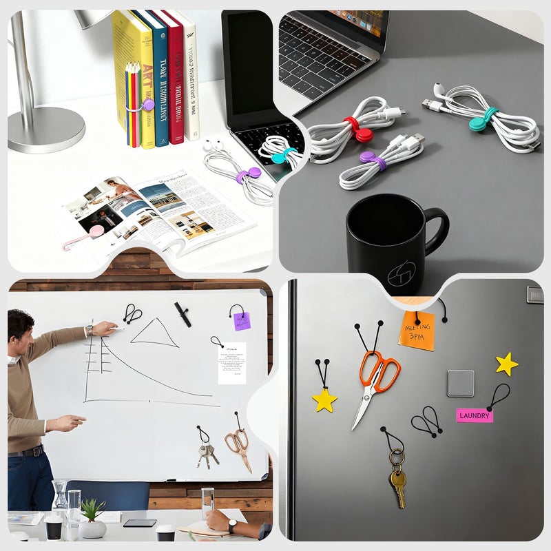 uadbau 10 Pcs Reusable Magnetic Cord Organizers, Silicone Magnetic Cable Ties with Strong Magnets for Cable Bundling & Holding Bookmarks - Cord Ties for Electronics - Suitable for Office, Home, School - Image 5