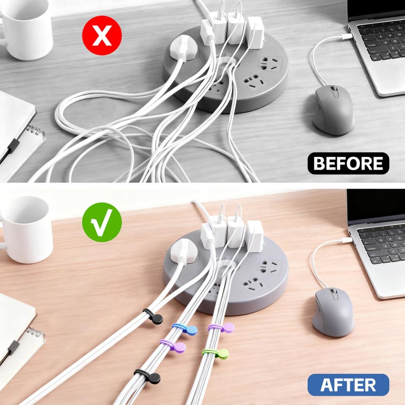 uadbau 10 Pcs Reusable Magnetic Cord Organizers, Silicone Magnetic Cable Ties with Strong Magnets for Cable Bundling & Holding Bookmarks - Cord Ties for Electronics - Suitable for Office, Home, School - Image 3