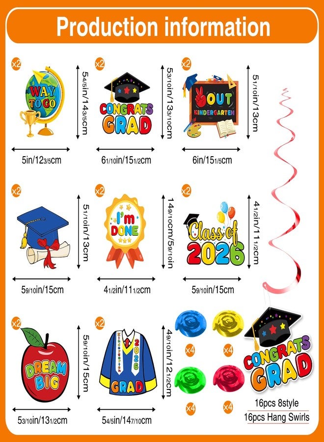 Biswiter Kindergarten Graduation Decorations Banner Hanging Swirls, Kindergarten Graduation Party Decorations 2026 Banner, Class of 2026 Congrats Grad Kinder garten Graduate Swirls for Party - Image 3