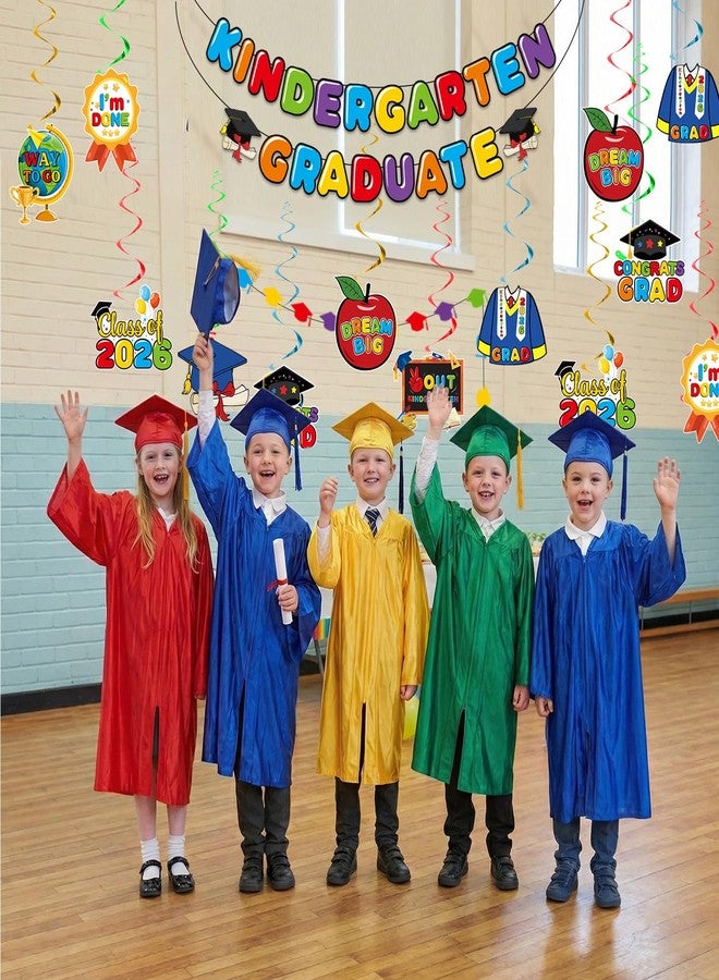Biswiter Kindergarten Graduation Decorations Banner Hanging Swirls, Kindergarten Graduation Party Decorations 2026 Banner, Class of 2026 Congrats Grad Kinder garten Graduate Swirls for Party - Image 5