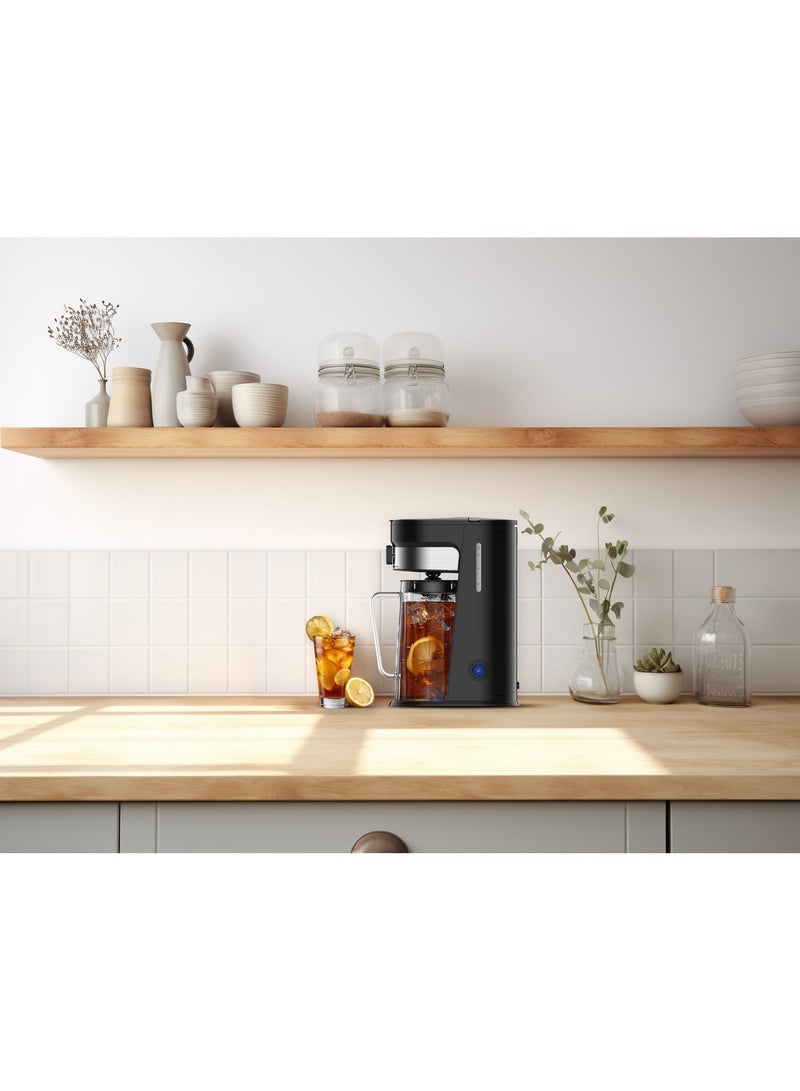 ليبرسو ماكينة تحضير القهوة والشاي المثلجة بسعة 2.5 لتر وقوة 750 وات وخزان مياه بسعة 900 مل وإيقاف تشغيل تلقائي وتحضير بضغطة واحدة ومشروبات باردة وساخنة وقوة تحضير قابلة للتعديل - أسود - Image 3