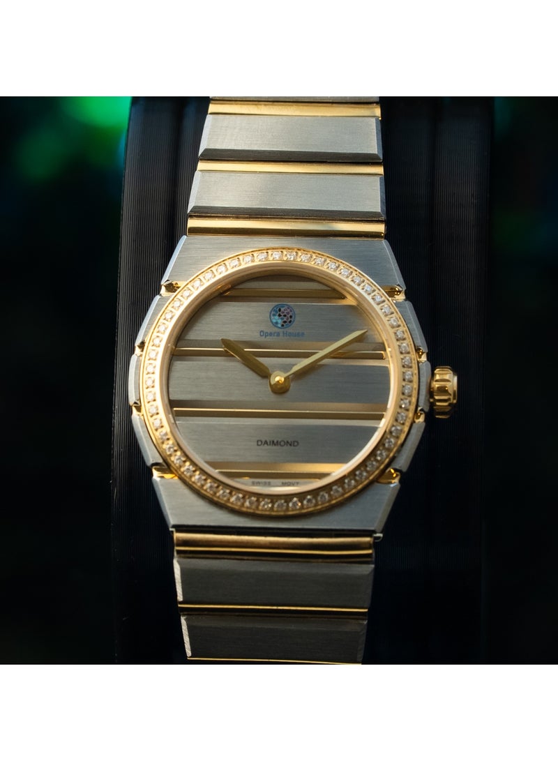 Opera House Original 56 Natural Diamonds Luxury Women’s Watch (1.2–1.25mm SI2 GH) Dial – 42mm Two-Tone Gold Stainless Steel Case & Band, Quartz Analog, 3ATM Water Resistant - Image 2