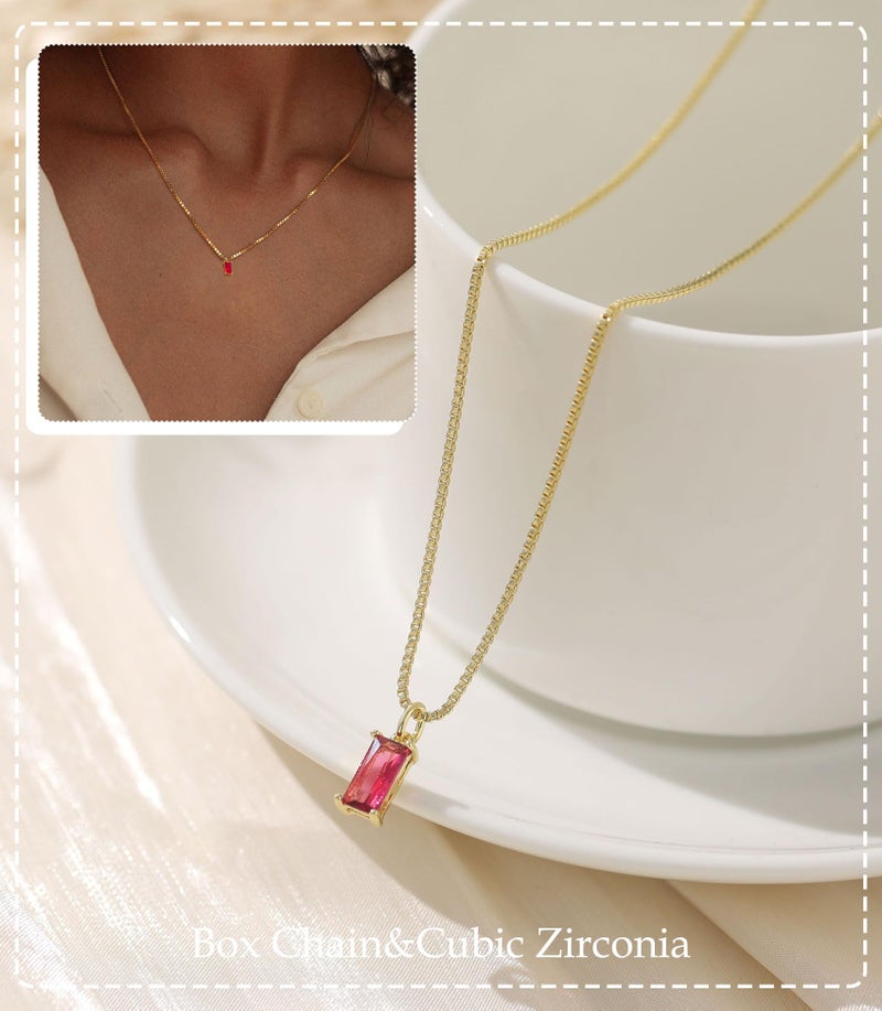 FUNEIA Diamond Necklaces for Women 14K Gold Plated Emerald Birthstone Necklace for Women Mothers Dainty Gold Necklace Blue Green Cubic Zirconia Pendant Necklace Birthday Gifts Jewelry - Image 3