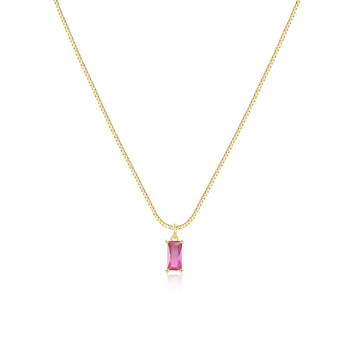 FUNEIA Diamond Necklaces for Women 14K Gold Plated Emerald Birthstone Necklace for Women Mothers Dainty Gold Necklace Blue Green Cubic Zirconia Pendant Necklace Birthday Gifts Jewelry - Image 1