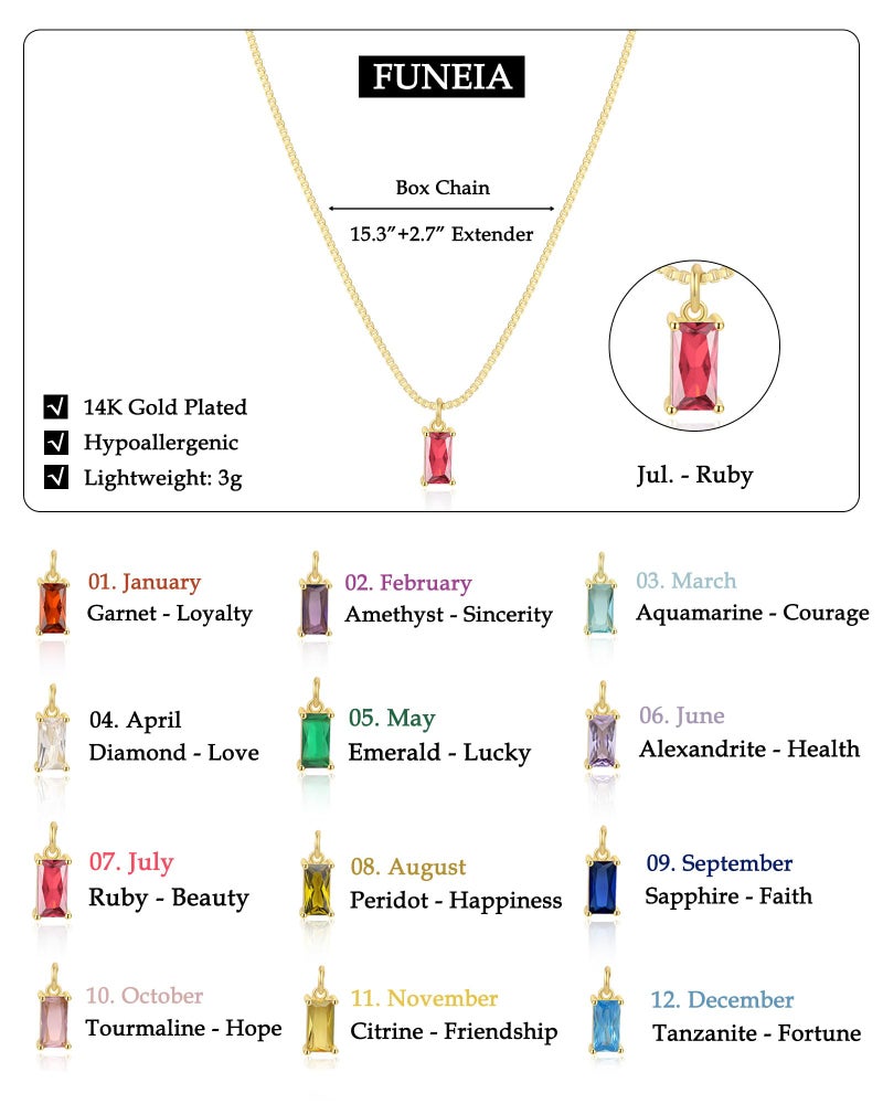 FUNEIA Diamond Necklaces for Women 14K Gold Plated Emerald Birthstone Necklace for Women Mothers Dainty Gold Necklace Blue Green Cubic Zirconia Pendant Necklace Birthday Gifts Jewelry - Image 5