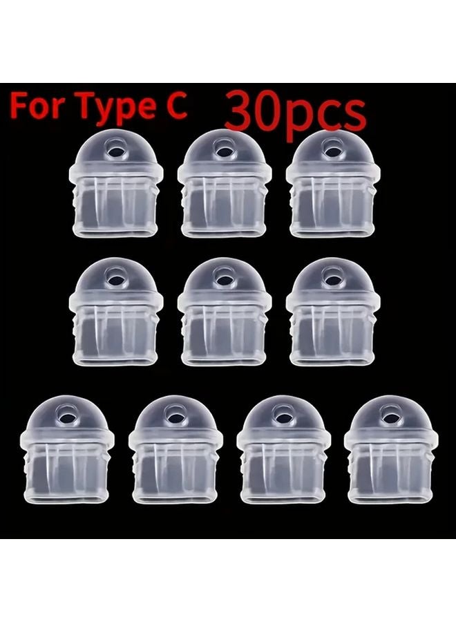 30 قطعة من مجموعة سدادات غبار الهاتف السيليكونية الشفافة المتوافقة مع iPhone وAndroid وType C - Image 4