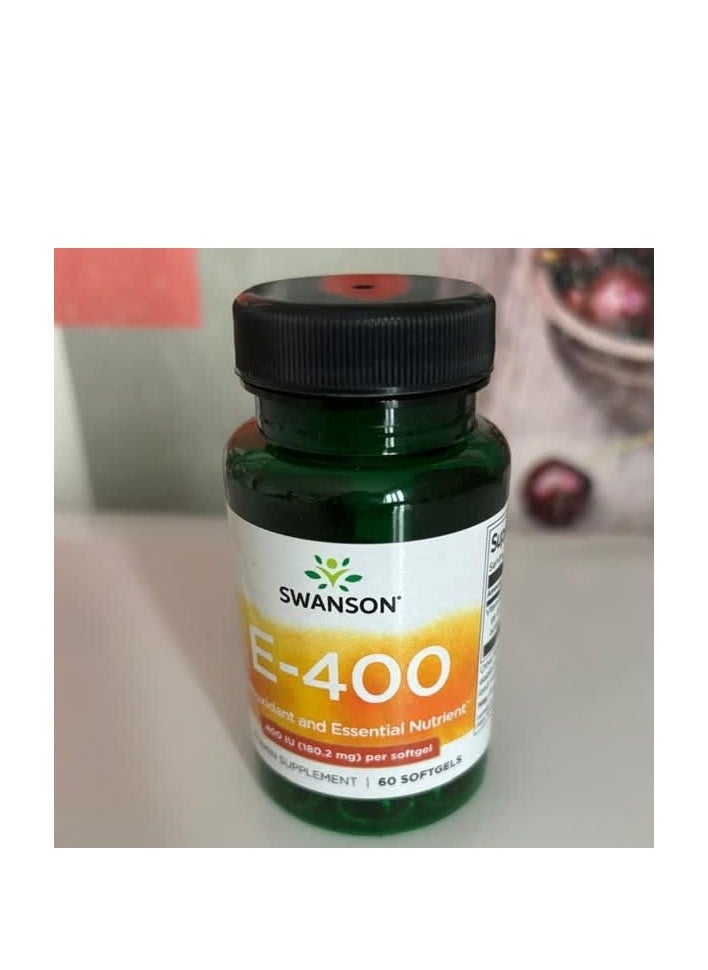 SWANSON - Vitamin E 180 mg (400 IU) 60 Softgels - Image 1