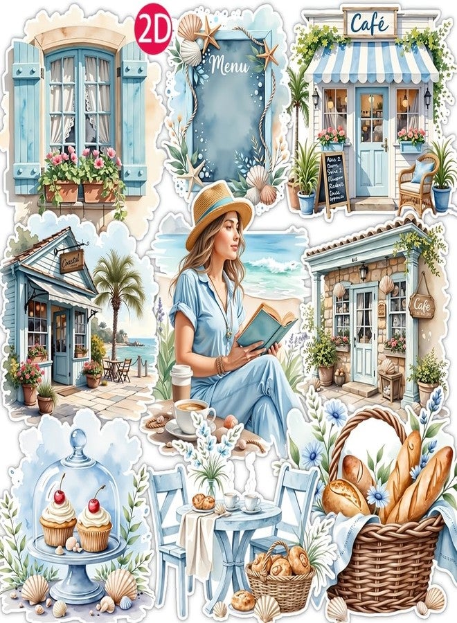 SLGIFT Pack of Stickers from The Blue Mood Seaside Café Series for Decorating Journals, Scrapbooks, and Photo Albums, Perfect for Projects and School Crafts - Image 3