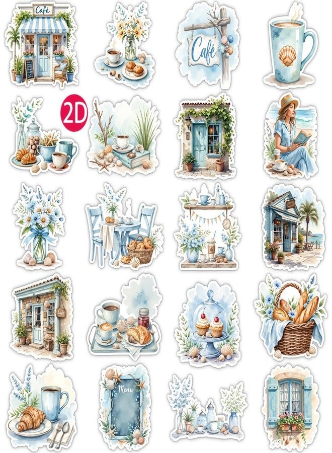 SLGIFT Pack of Stickers from The Blue Mood Seaside Café Series for Decorating Journals, Scrapbooks, and Photo Albums, Perfect for Projects and School Crafts - Image 4