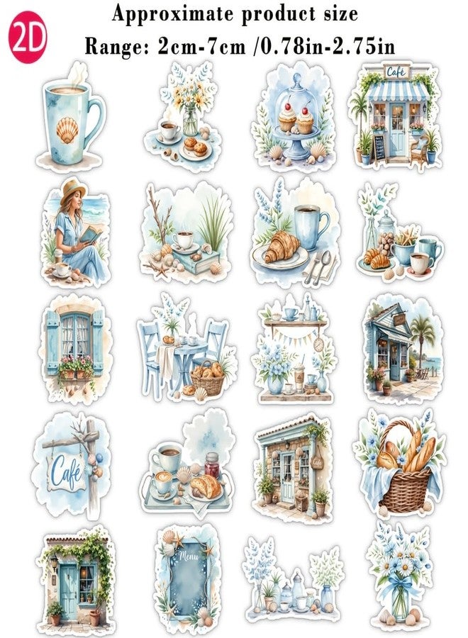 SLGIFT Pack of Stickers from The Blue Mood Seaside Café Series for Decorating Journals, Scrapbooks, and Photo Albums, Perfect for Projects and School Crafts - Image 2