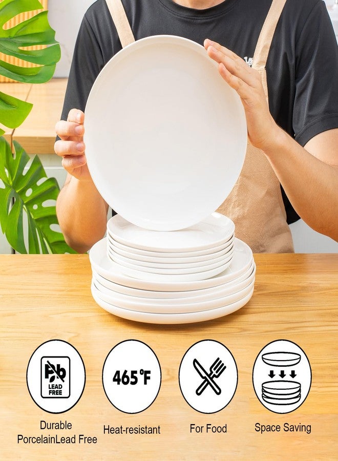 طقم أطباق سيراميك بيضاء من أنتوكويه، 6 قطع، أطباق بورسلين دائرية بقطر 10.3 بوصة، 6 قطع، أطباق سلطة بحواف ضحلة مناسبة للستيك والحلويات، آمنة للاستخدام في غسالة الصحون والميكروويف - Image 4