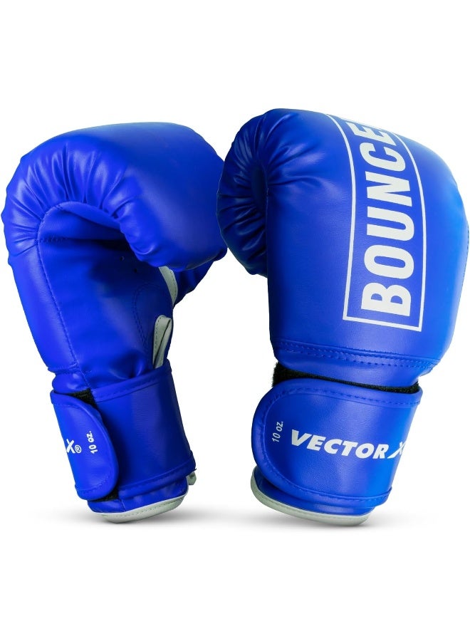 Vector X Bouncer PU Boxing Gloves – 12oz, PU Leather Foam Padding, Punching Gloves for Fitness & Training, Blue - Image 1