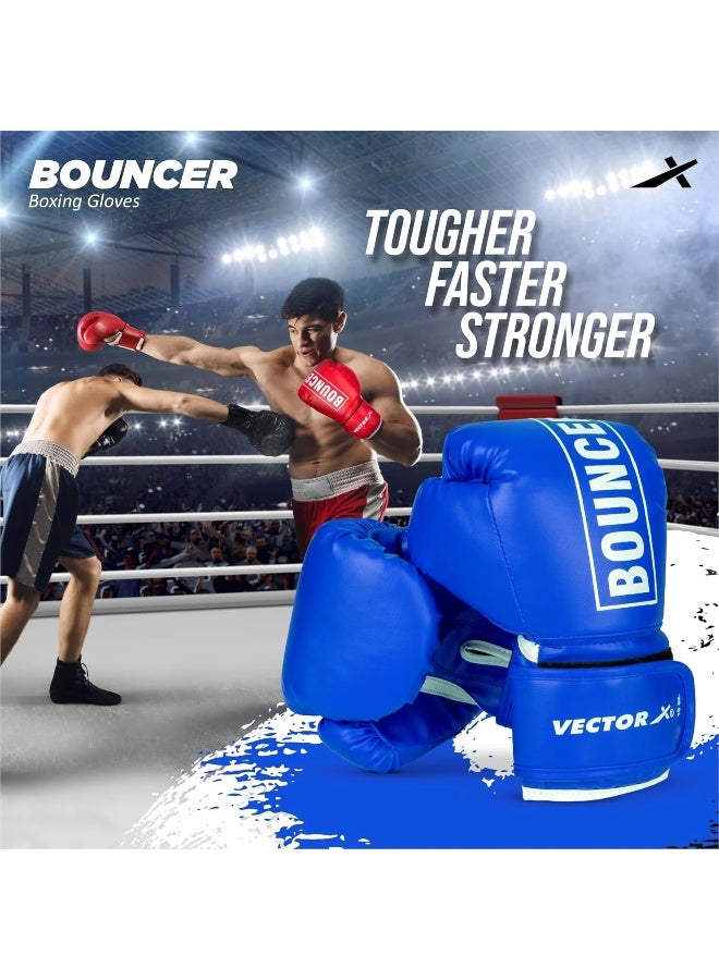 Vector X Bouncer PU Boxing Gloves – 12oz, PU Leather Foam Padding, Punching Gloves for Fitness & Training, Blue - Image 5