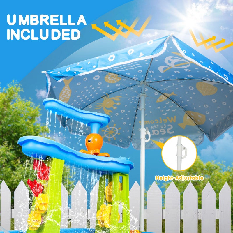 AuntyFey Water Table for Toddlers 1-3-5, Toddler Sand Table, Kids Water Table with Umbrella for Outside Kids Ages 4-8, Blue - Image 2