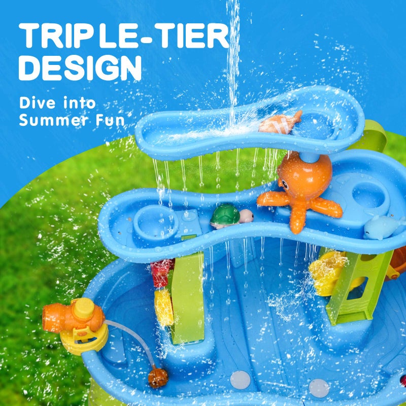 AuntyFey Water Table for Toddlers 1-3-5, Toddler Sand Table, Kids Water Table with Umbrella for Outside Kids Ages 4-8, Blue - Image 3