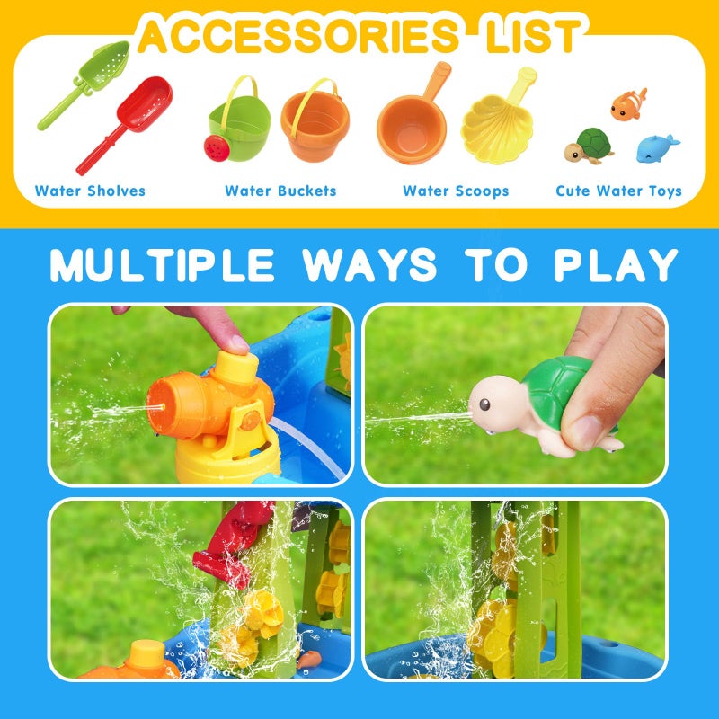 AuntyFey Water Table for Toddlers 1-3-5, Toddler Sand Table, Kids Water Table with Umbrella for Outside Kids Ages 4-8, Blue - Image 5