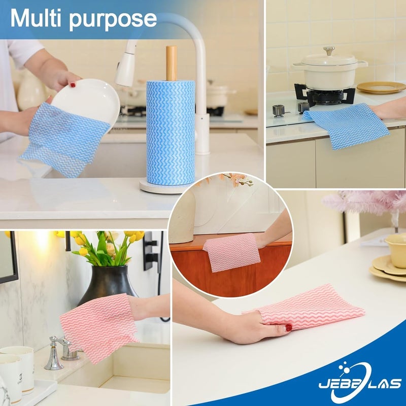 JEBBLAS Cleaning Sheet Reusable Cleaning Cloth Roll Disposable Rags Roll Household Paper Towels for Kitchen(20x30cm,2 Rolls of 200 Sheets) - Image 3
