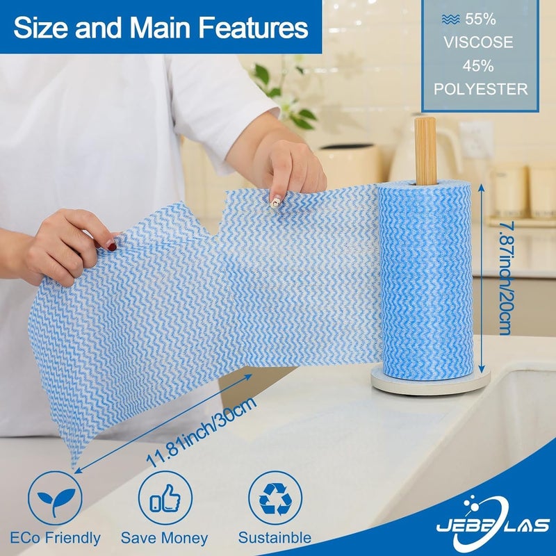 JEBBLAS Cleaning Sheet Reusable Cleaning Cloth Roll Disposable Rags Roll Household Paper Towels for Kitchen(20x30cm,2 Rolls of 200 Sheets) - Image 4
