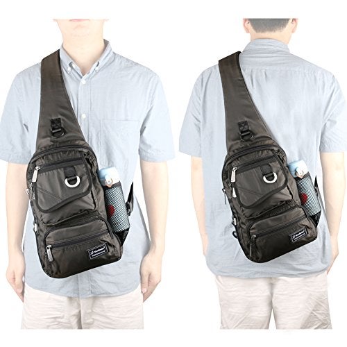 Vanlison Sling Bag Chest Shoulder Backpack Crossbody Multipurpose Daypack For Men Women Black - Image 2