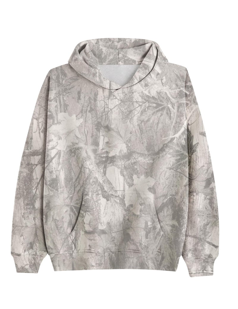 Dsewpaur Camo Fleece Hoodie For Men Women Long Sleeve Drop Shoulder Oversized Hooded Sweatshirt Pullover With Pocket - Image 1