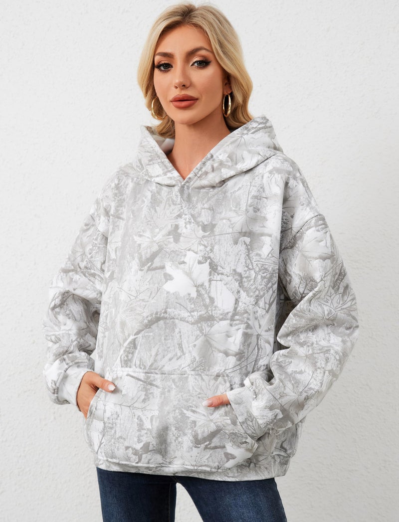 Dsewpaur Camo Fleece Hoodie For Men Women Long Sleeve Drop Shoulder Oversized Hooded Sweatshirt Pullover With Pocket - Image 5