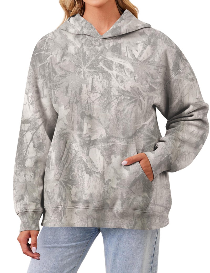 Dsewpaur Camo Fleece Hoodie For Men Women Long Sleeve Drop Shoulder Oversized Hooded Sweatshirt Pullover With Pocket - Image 2