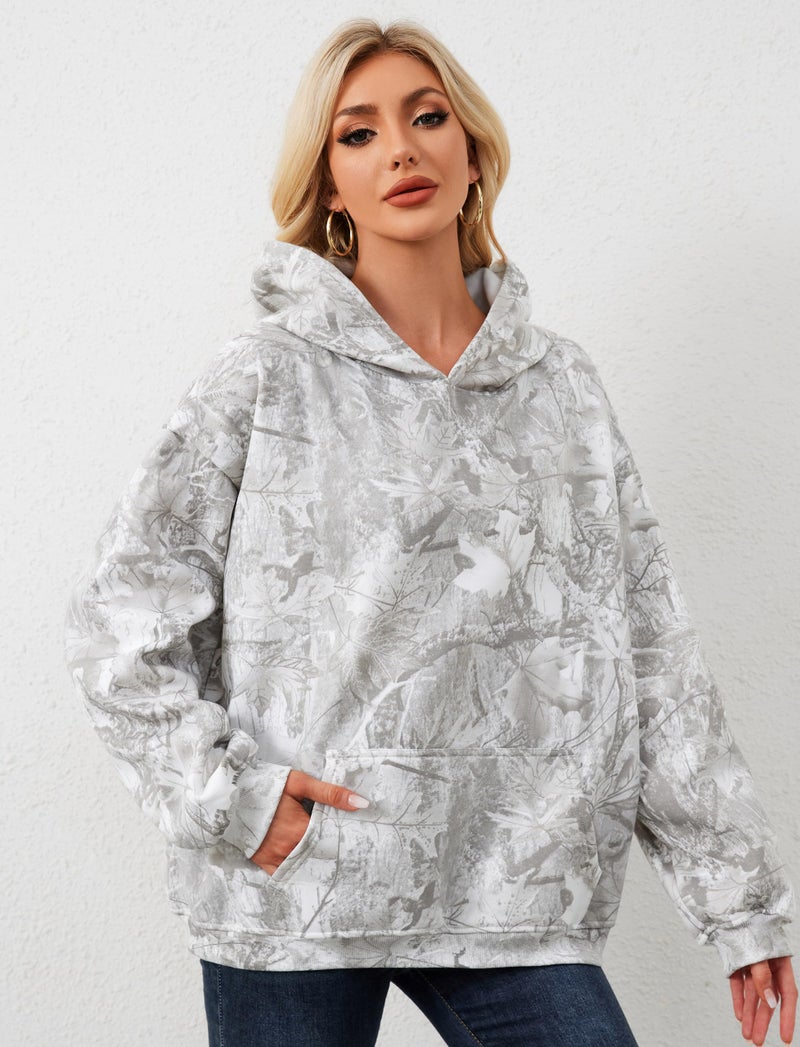 Dsewpaur Camo Fleece Hoodie For Men Women Long Sleeve Drop Shoulder Oversized Hooded Sweatshirt Pullover With Pocket - Image 4
