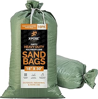 Xpose Safety Empty Sand Bags, with Ties Ã¢â‚¬â€œ Green 14" x 26" Heavy Duty Woven Polypropylene, UV Sun Protection, - Image 1