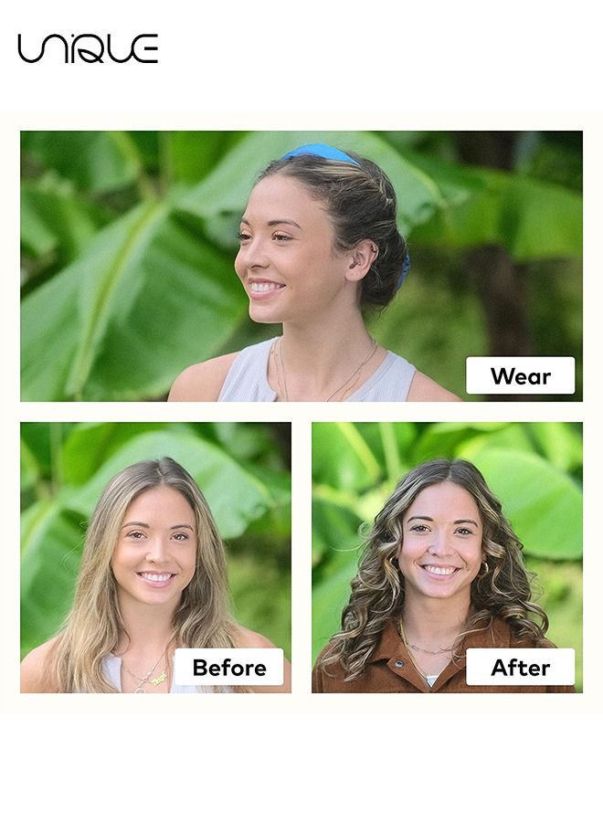 يونيك مجموعة تجعيد الشعر بدون حرارة - طوق رأس مجعد من الساتان للطبيعي - النوم في أداة تصفيف ليلية مع (أسود) - Image 4