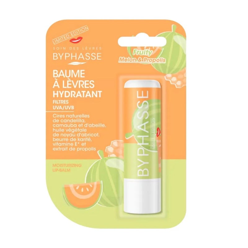 Byphasse Fruity Melon And Propolis Moisturizing Lip Balm With UVA/UVB Filters- 4.8gms