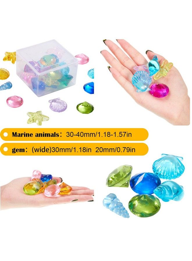Skylety 24 Pieces Diving Gem Pool Toy Ocean Theme Colorful Diamond Set Marine Animals Gem Summer Swimming Dive Throw Toy Set Acrylic Gemstones For Pool Use Pool Party Favors Packed In Clear Box (Retro Style) - Image 4