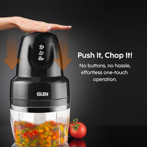 Glen Electric Chopper for Kitchen, 400ml Bowl, 250W Mini Fruit & Vegetable Cutter with Rust-Resistant Stainless Steel Blades, Extra Bowl, Whisker Disc, Chops Onion & Nuts - Black (SA4043PLUSBLK) - Image 2