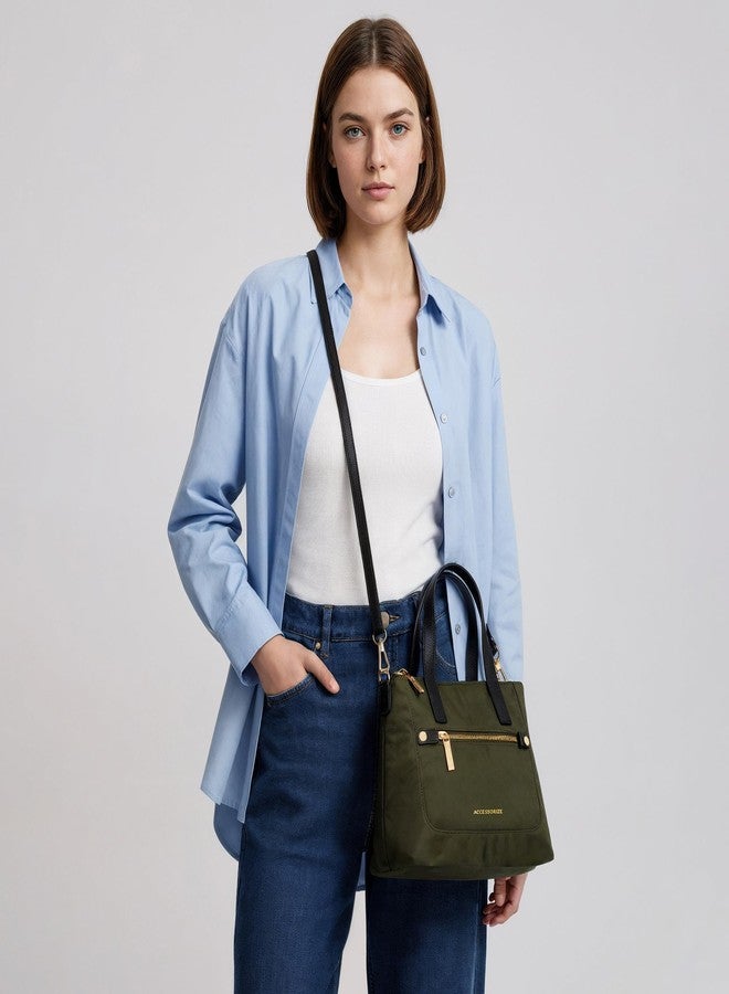 Accessorize London Women's Olive Green Kylie Nylon Tote | water-resistant Mini Shoulder Bag with Detachable Sling Strap | Stylish Casual & Travel Handbag - Image 2