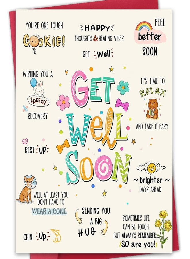 ATTLVV Funny Get Well Soon Card, Cute Get Well Soon Gift for Men Women, Blank Inside, with Red Envelope and Gold Seal Sticker - Image 1