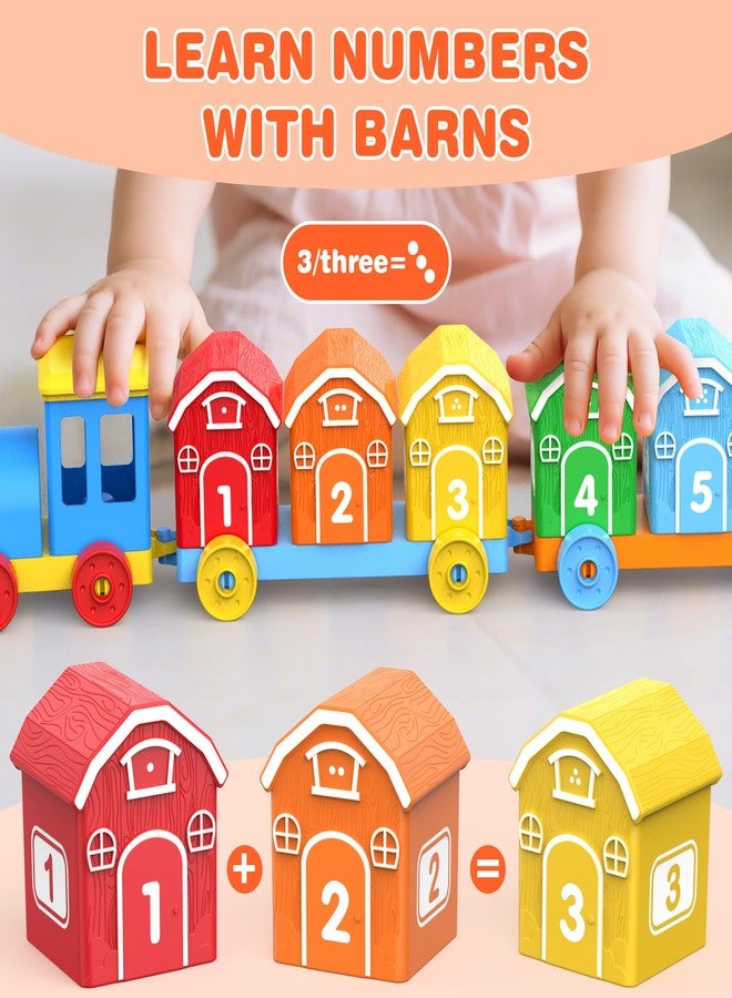 GooMags Montessori Toys for Toddlers, Farm Animal Train Set with Counting Matching Sorting Activities 9 Barns, 10 Finger Puppets, 2 Stickers-Learning Toys for Baby Boys Girls, Preschool Gift - Image 4