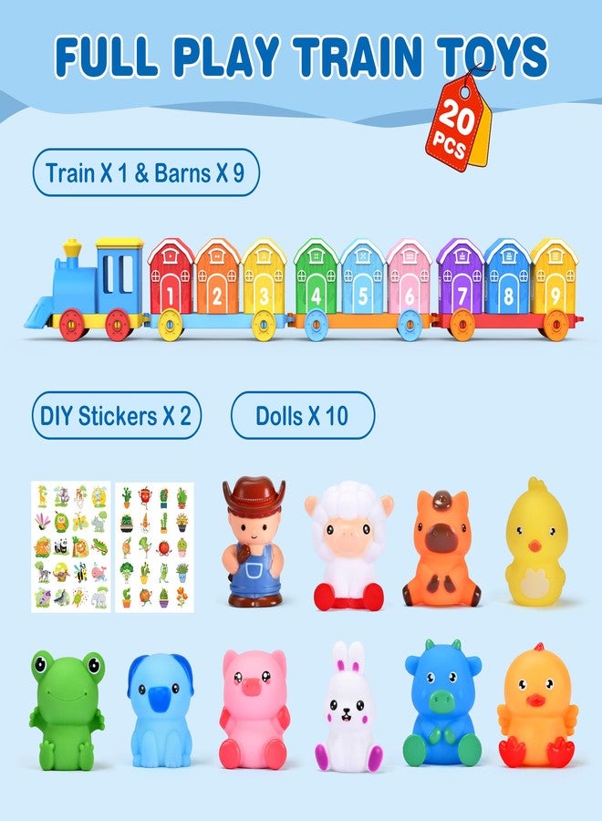 GooMags Montessori Toys for Toddlers, Farm Animal Train Set with Counting Matching Sorting Activities 9 Barns, 10 Finger Puppets, 2 Stickers-Learning Toys for Baby Boys Girls, Preschool Gift - Image 3