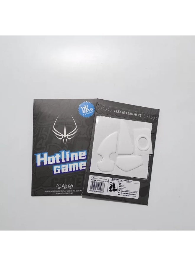 HOTLINE GAMES ICE Mouse Skates for MX Master 4 – 100% PTFE Replacement Mouse Feet with Rounded Edges for Smooth & Precise Glide (White) - Image 1