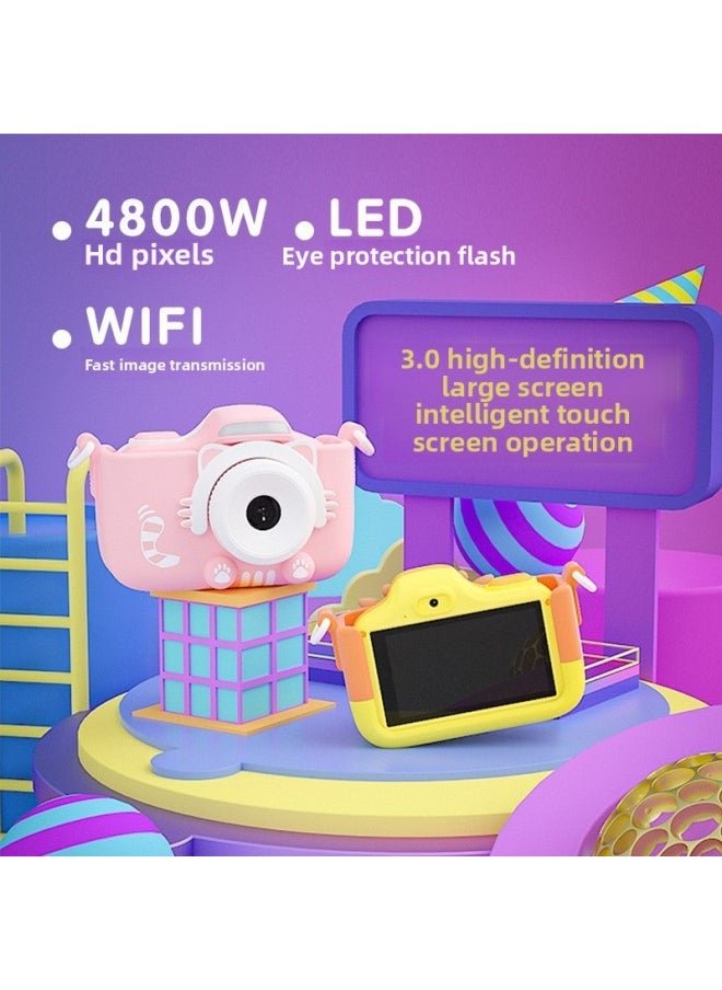 Generic High Definition Touch Screen Digital Camera Mini Smart Camcorder For Children Campus Sports Student Camera-Body Color:Pink Cat (No Card) Touch Screen WIFI  - Image 5