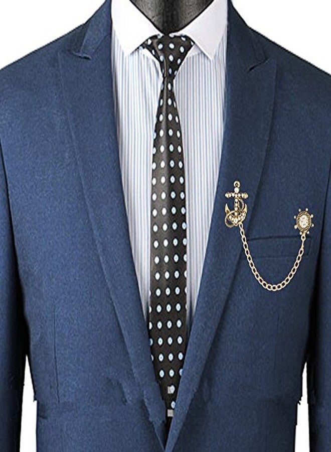TRIPIN ANCHOR SHAPE LAPEL PIN BROOCH FOR MEN WITH CHAIN FOR WEDDING PARTY IN A GIFT BOX TSHOGOLDCOLLARCHAIN971 - Image 3