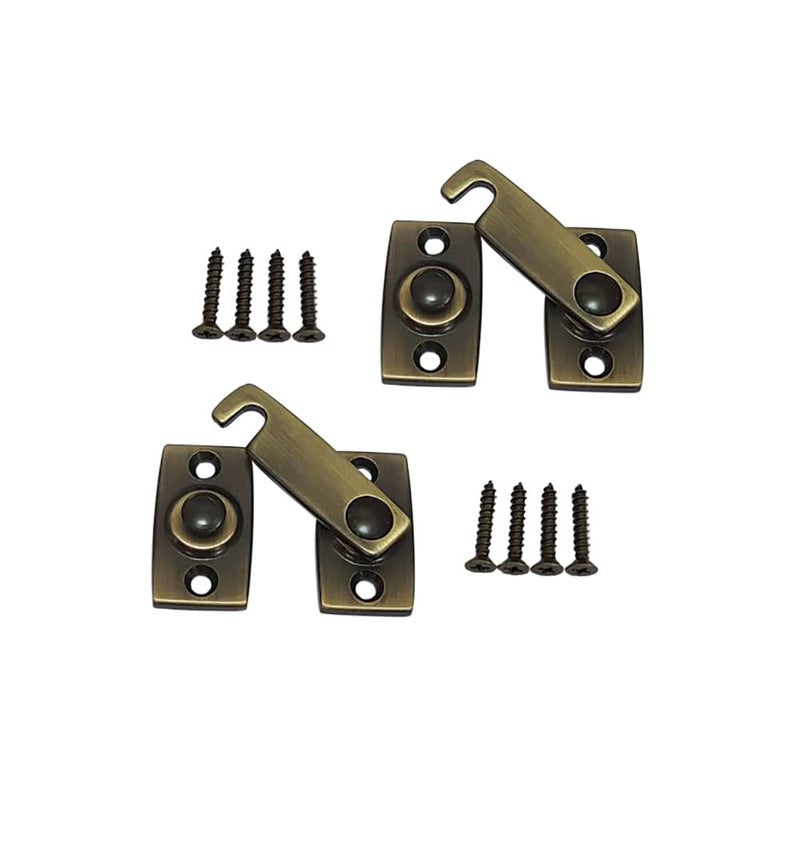 QCAA Solid Brass Shutter BarDoor Latch 78 x 2332 Antique Brass 2 Pack Made in Taiwan