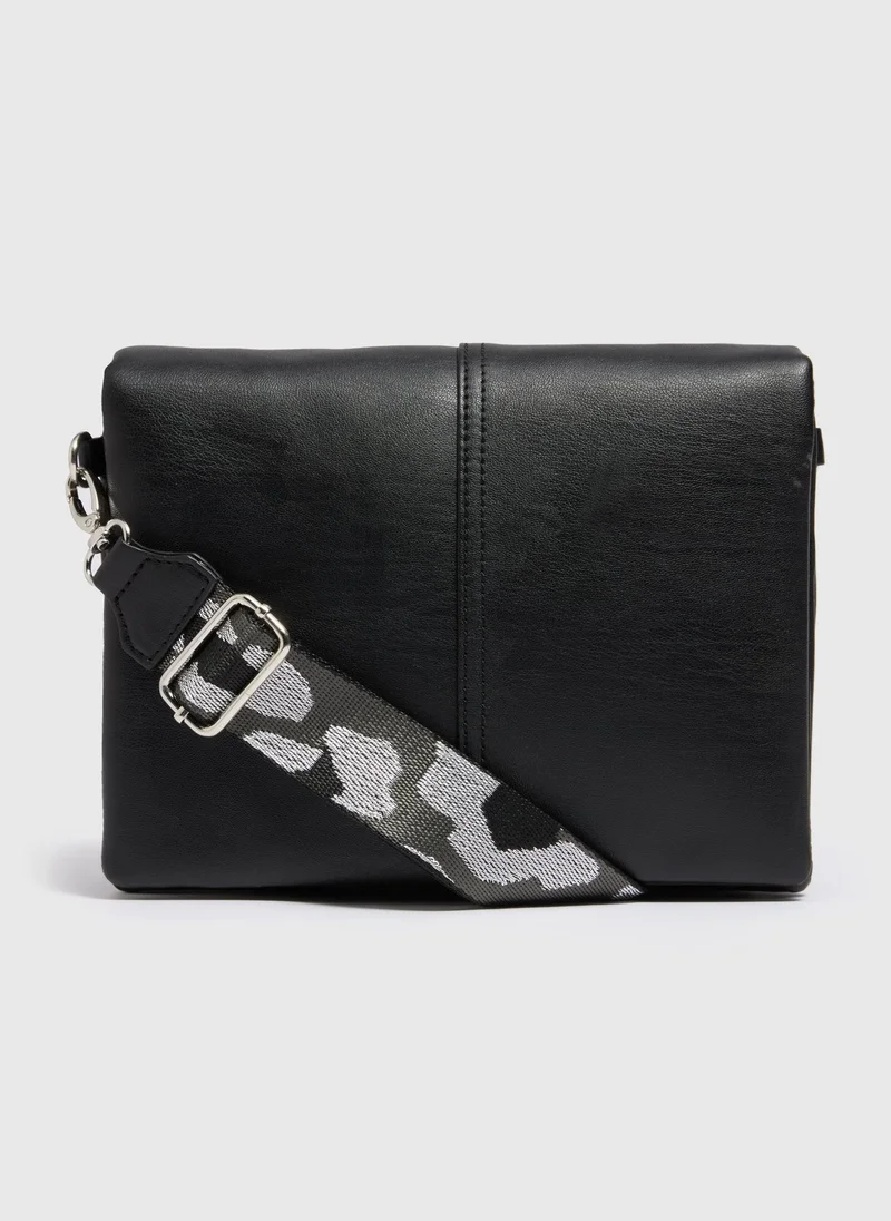 Matalan Black Leopard Strap Handbag
