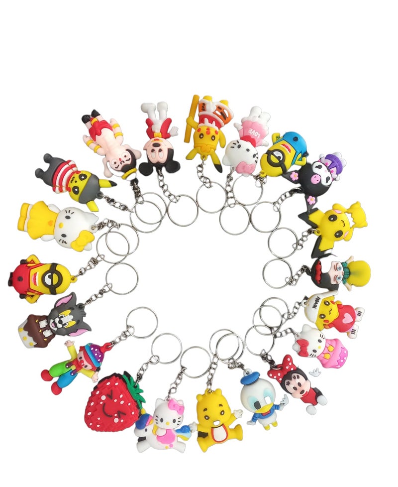 Gifting Square Silicone Silicon Cute Cartoon Mulicolored Keychains For Home,Office School Birthday Return Gift (20 Designs) - Image 1