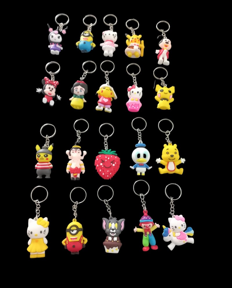 Gifting Square Silicone Silicon Cute Cartoon Mulicolored Keychains For Home,Office School Birthday Return Gift (20 Designs) - Image 2