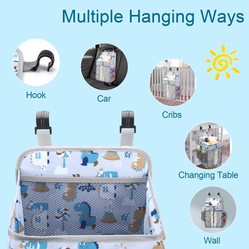 Accmor Hanging Baby Diaper Caddy Organizer, Diaper Stacker, Baby Crib Hanging Classified Storage Bag Organizer for Changing Table, Crib, Playard or Wall & Nursery Organization, White - Image 4