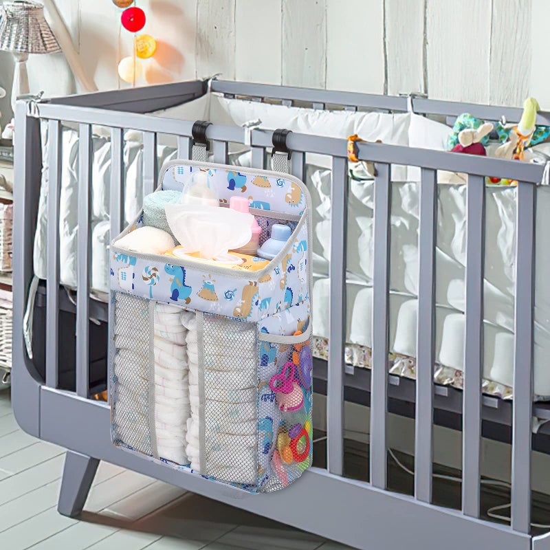 Accmor Hanging Baby Diaper Caddy Organizer, Diaper Stacker, Baby Crib Hanging Classified Storage Bag Organizer for Changing Table, Crib, Playard or Wall & Nursery Organization, White - Image 2