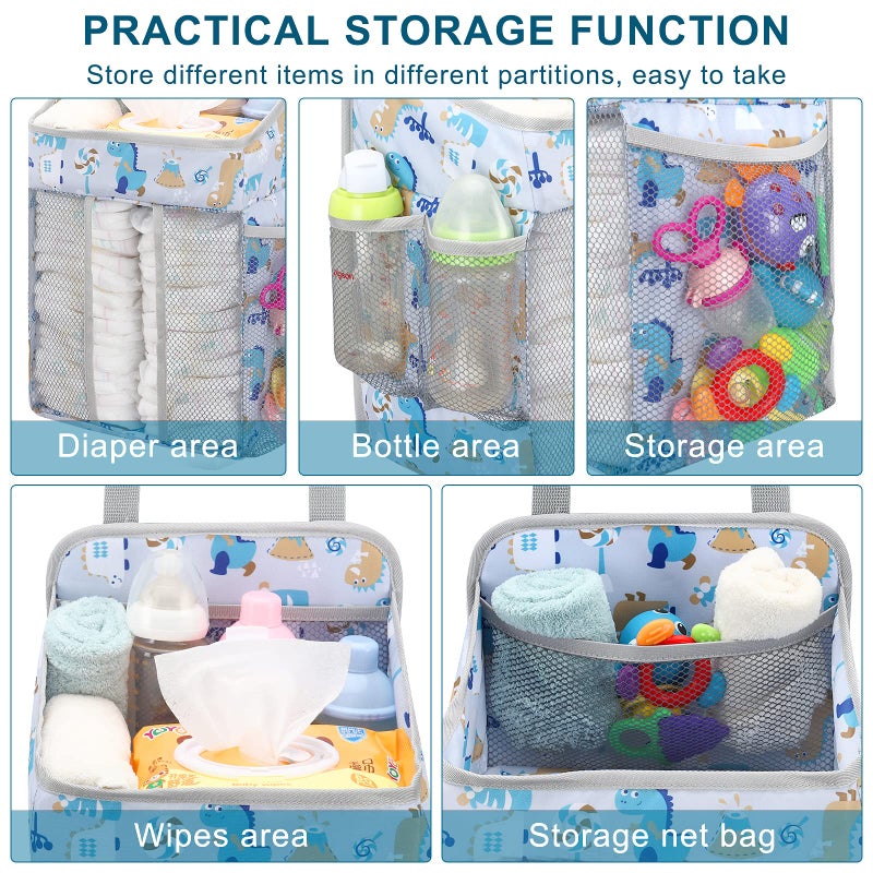 Accmor Hanging Baby Diaper Caddy Organizer, Diaper Stacker, Baby Crib Hanging Classified Storage Bag Organizer for Changing Table, Crib, Playard or Wall & Nursery Organization, White - Image 3