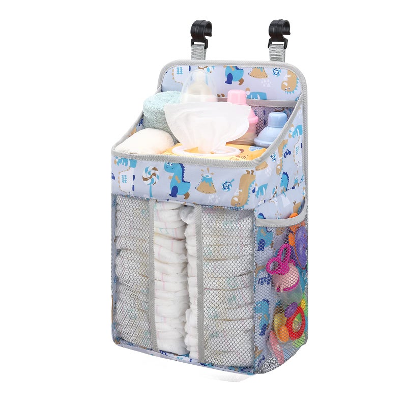 Accmor Hanging Baby Diaper Caddy Organizer, Diaper Stacker, Baby Crib Hanging Classified Storage Bag Organizer for Changing Table, Crib, Playard or Wall & Nursery Organization, White - Image 1