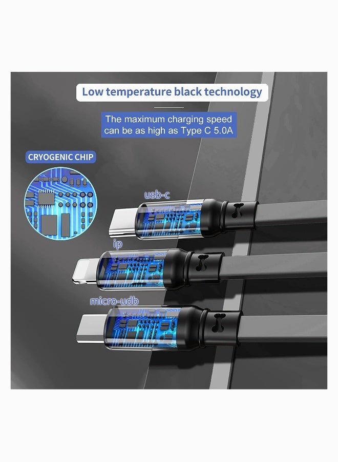 3-in-1 USB Charging Cable, Multi Retractable to USB Cable Type C Sync Fast Charging Cord, USB Charging Cable for IP, Micro-USB, Compatible with Cell Phones Tablets for Samsung LG iPhone, 2Pcs - Image 2