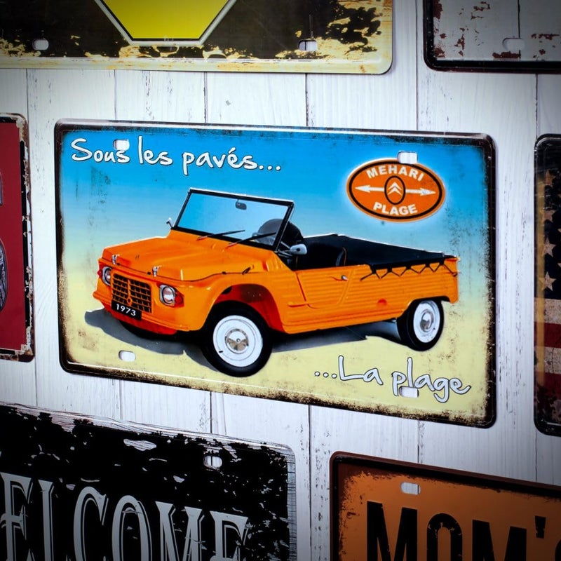Eazywagon "Mehari plage Car" Vintage Retro Metal Signs - License Wall Plate, Car Tag - Ideal for Cafe, Restaurant, Shop, Home, Hotel, Club, Office, Living Area - Design Plaque - Image 2