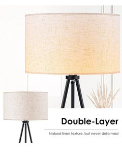 ERENYEA Tripod Floor Lamp Threshold Black Wick Modern Standing Lamp Fabric Lamp Shade For Living Room Bedroom Office, E26(Excluding light bulbs)  - Image 4